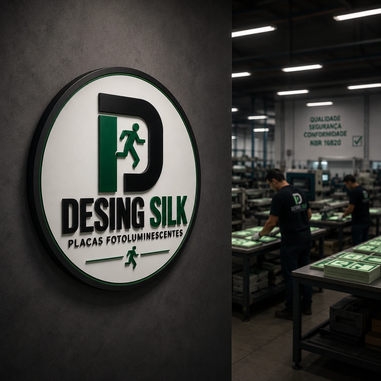 Indústria fabricante de placas de sinalização fotoluminescente e técnica Desing Silk