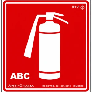 Placa de Extintor de Incêndio Pó Químico ABC