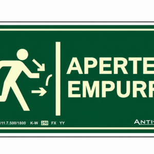 Placa aperte e empurre, fotoluminescente 14 x 24 cm com 2,00 mm de espessura, fabricada em PVC antichamas e conforme ABNT NBR 16820.