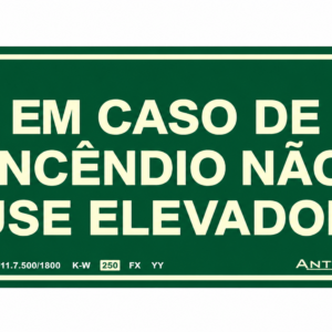 Placa em caso de incêndio não use elevador