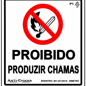 Placa proibido produzir chamas