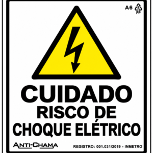 Placa cuidado risco de choque elétrico
