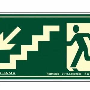 Placa de escada desce à esquerda